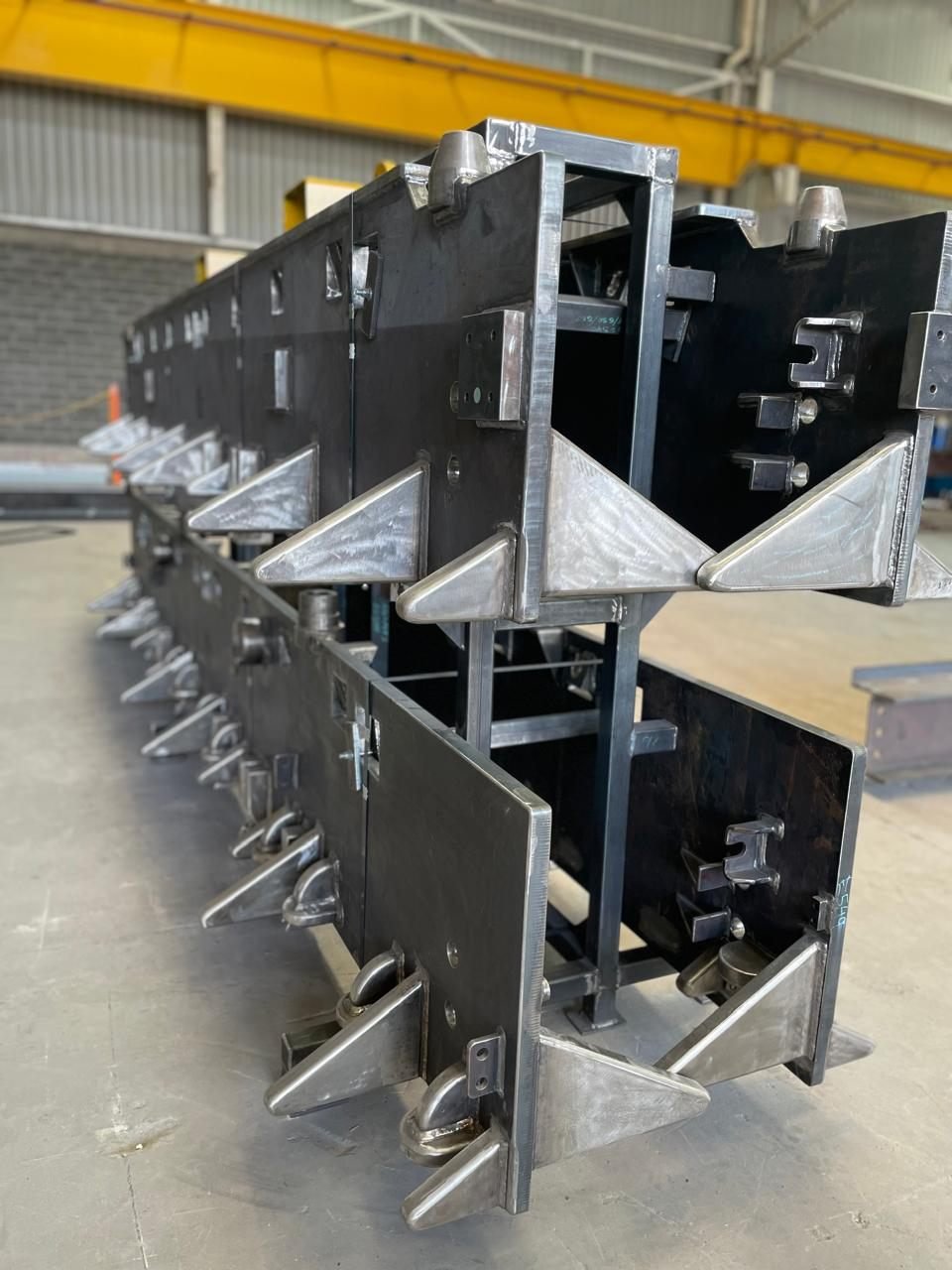 Core clamp assemblies with bolted gussets on the shop floor